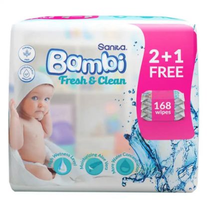 صورة WB123R   - بامبي مناديل مبلله بالكاموميل (لوشن) (12 × 64) W105 - W 115