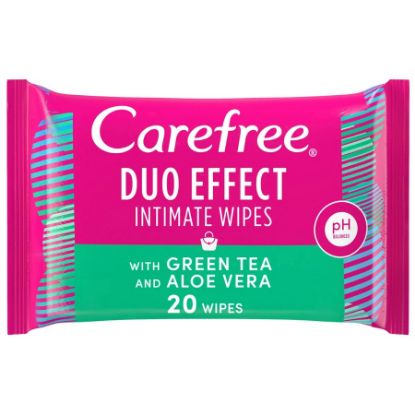 Picture of CAREFREE DUO EFFECT INTIMATE WIPES GREEN TEA 20 WIPES 31409