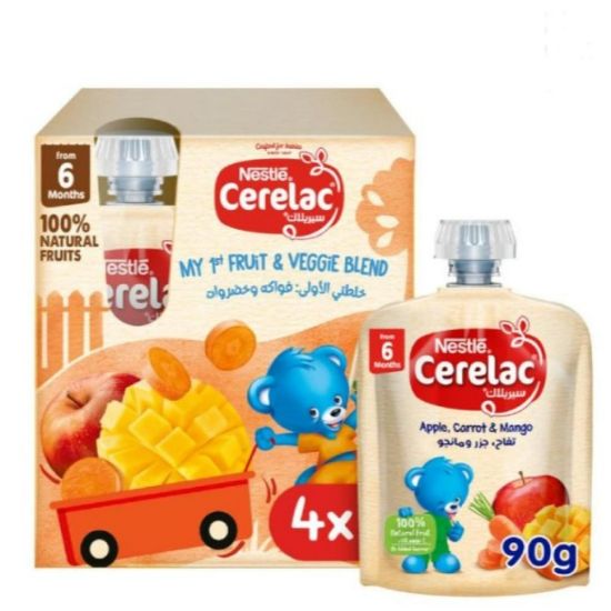 صورة Cerelac Puree Apple Mango Carrot (4*90g) Family Pack+6 mnths