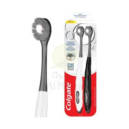 صورة كولجيت فرشاة أسنان فحم ناعمة فائقة الكثافة قطعتين