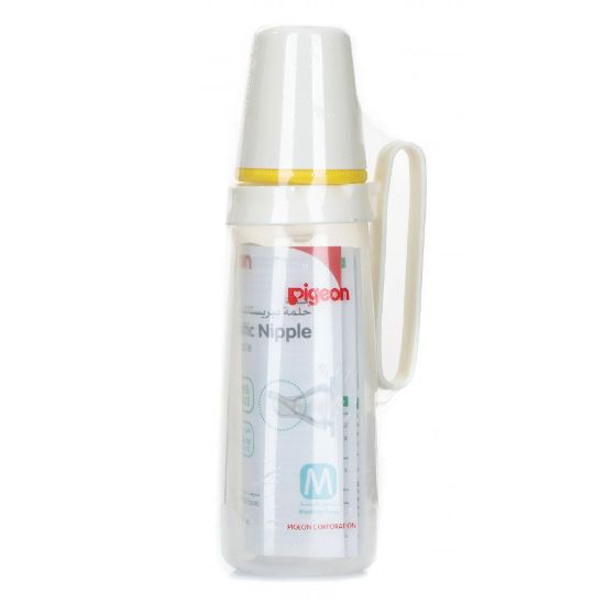 صورة بيجون رضاعة بلاستك كي بي بي ابيض بمقبض 240 مل