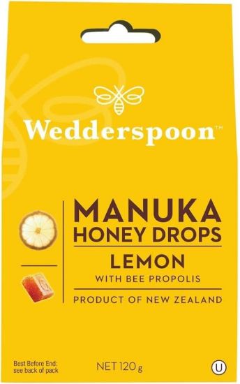 Picture of WEDDERSPOON MANUKA HONEY DROPS LEMON 120GM 2478