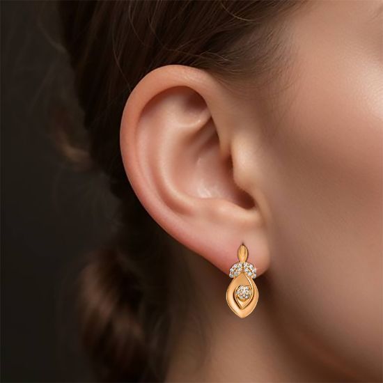 Picture of X8 BODY LUXURY EARRING WITH GOLD PLATED ZIRCON 8MM FE558