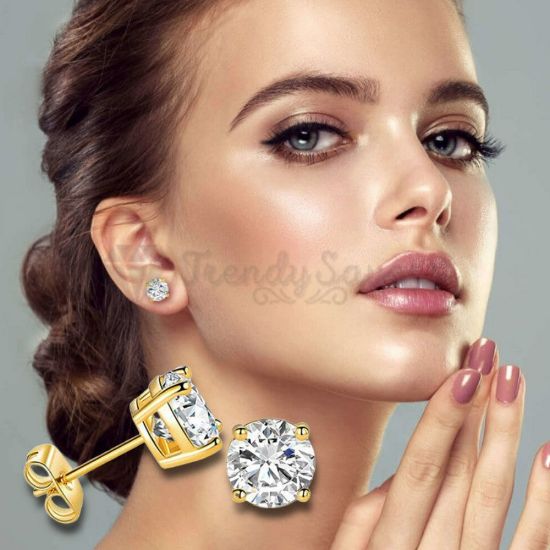صورة اكس8 بادي حلق اذن فاخر زركون مطلي ذهب 8*8مم FE568
