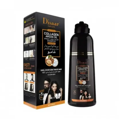 Picture of Disar Shampoo Hair Dye with Collagen and Argan Oil, Natural Black - 400ml