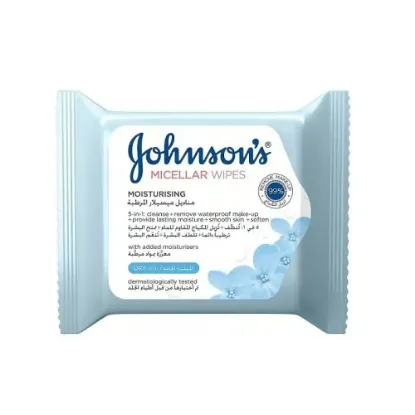 Picture of Johnson Wipes Face Care Nourishing Facial Cleansing Dry Skin Blue 25 pcs