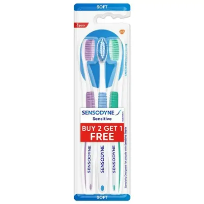 Picture of Sensodyne Soft Toothbrush for Sensitive Teeth, 3-Pack - Assorted Colors