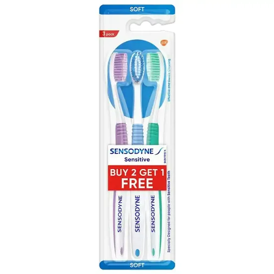 Picture of Sensodyne Soft Toothbrush for Sensitive Teeth, 3-Pack - Assorted Colors