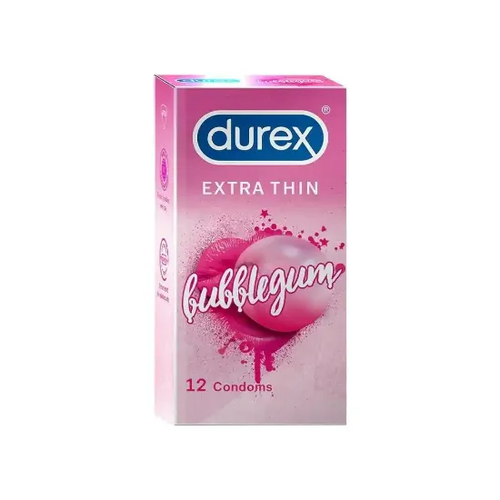 Picture of Durex Extra Thin Bubble Gum Flavored Condoms - 12 Count